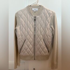 Reiss Ayla Quilted Knit Sleeve Bomber Jacket